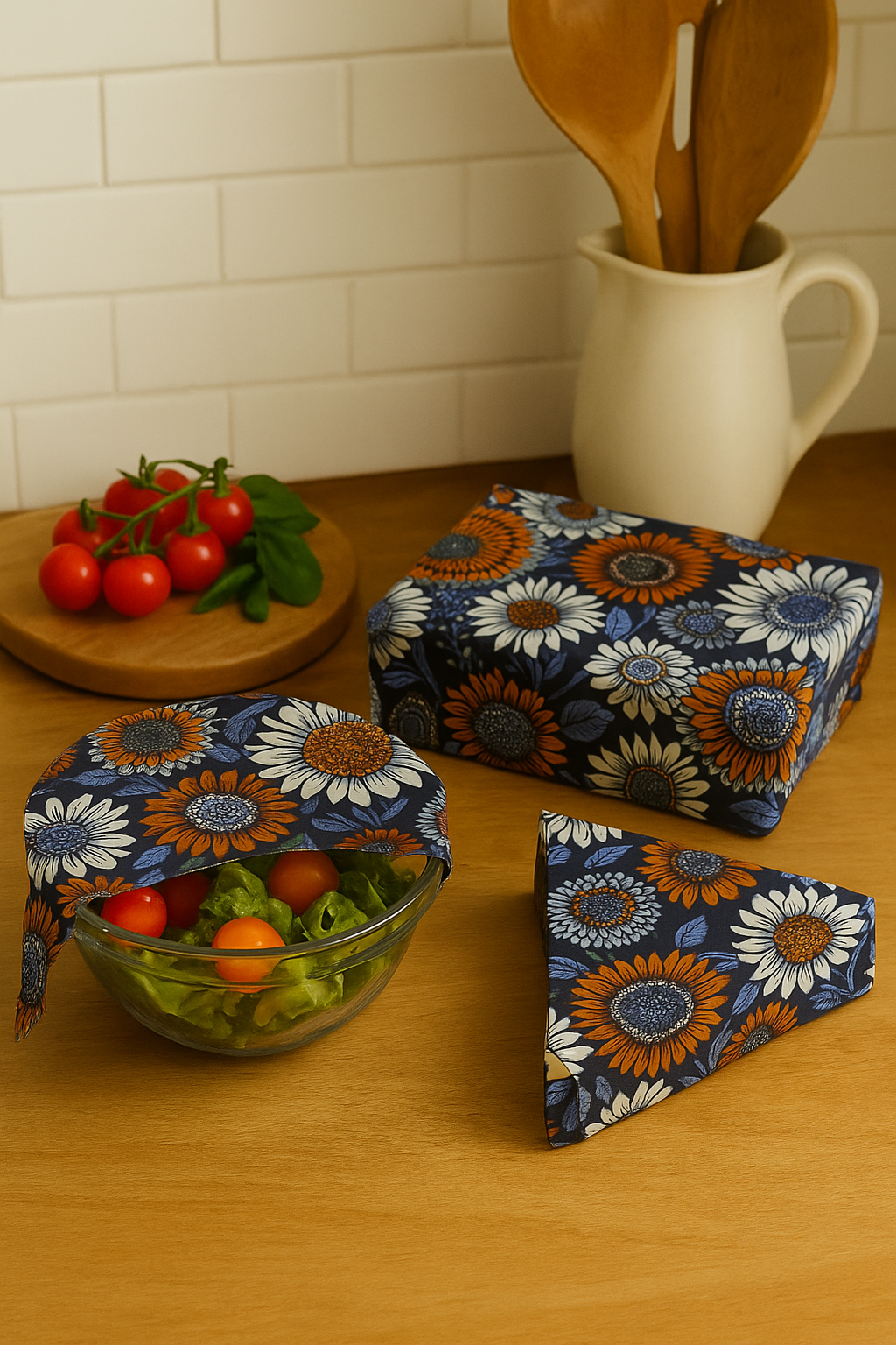 Wraps alimentaires en cire d’abeille – Botanical (Lot de 3 L/M/S)