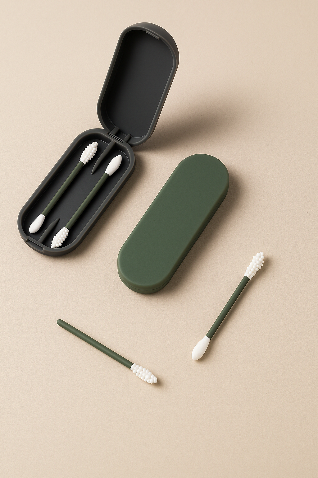 Kit Écologique de 2 Coton-Tiges Réutilisables en Silicone + Étui Compact