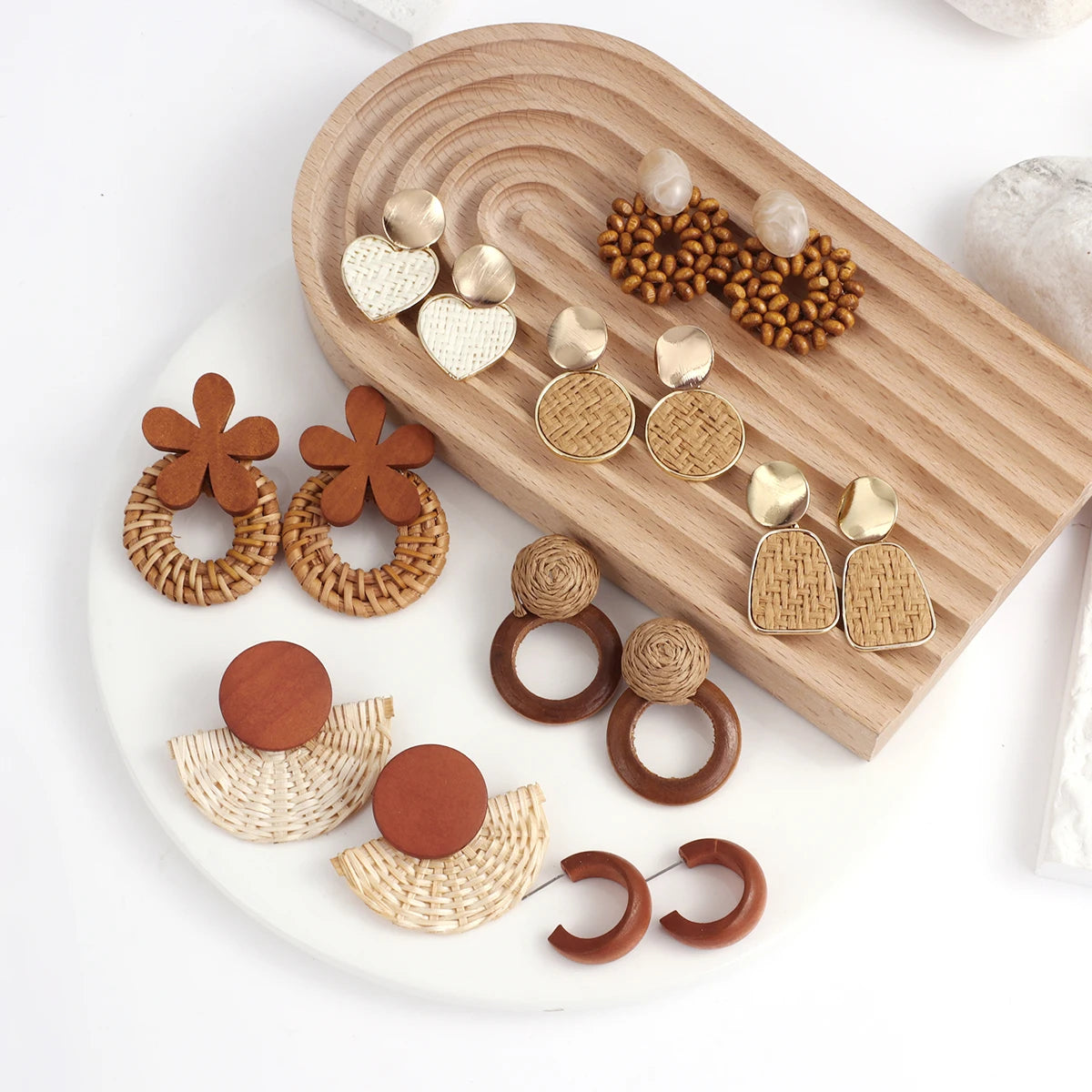 Boucles d'Oreilles Bohèmes Naturelles – Fait Main & Éco-Responsables