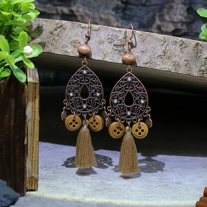 Set bohémien – Boucles d’oreilles en bois et perles naturelles | Verdalya