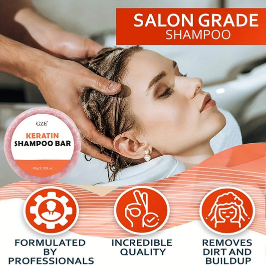 Keratin Shampoo Bar Soap - Salon Thickening for Dry, Damaged, Curly,