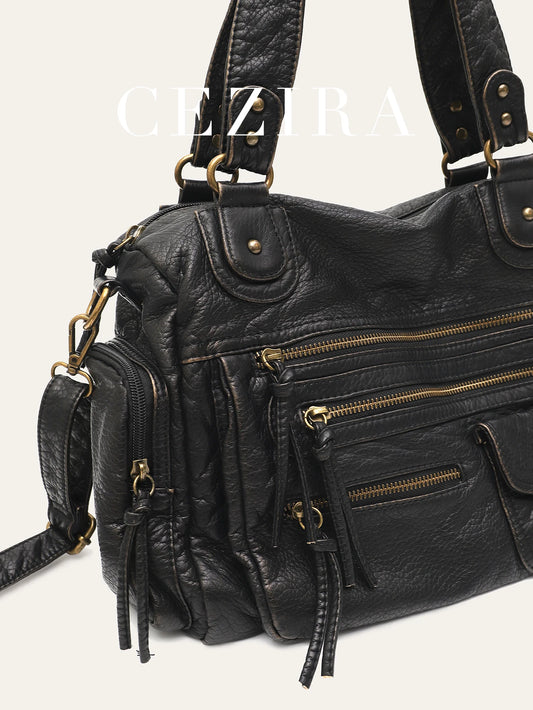 Sac Fourre-Tout Vegan CEZIRA – Élégance Vintage & Fonctionnalité