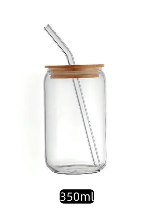 Tasse en verre borosilicate – 350/550 ml (avec ou sans couvercle & paille)