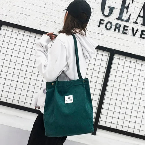 Sac shopping pliable en velours côtelé – Éco chic et durable | Verdalya