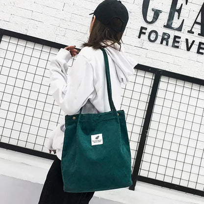 Sac shopping pliable en velours côtelé – Éco chic et durable | Verdalya