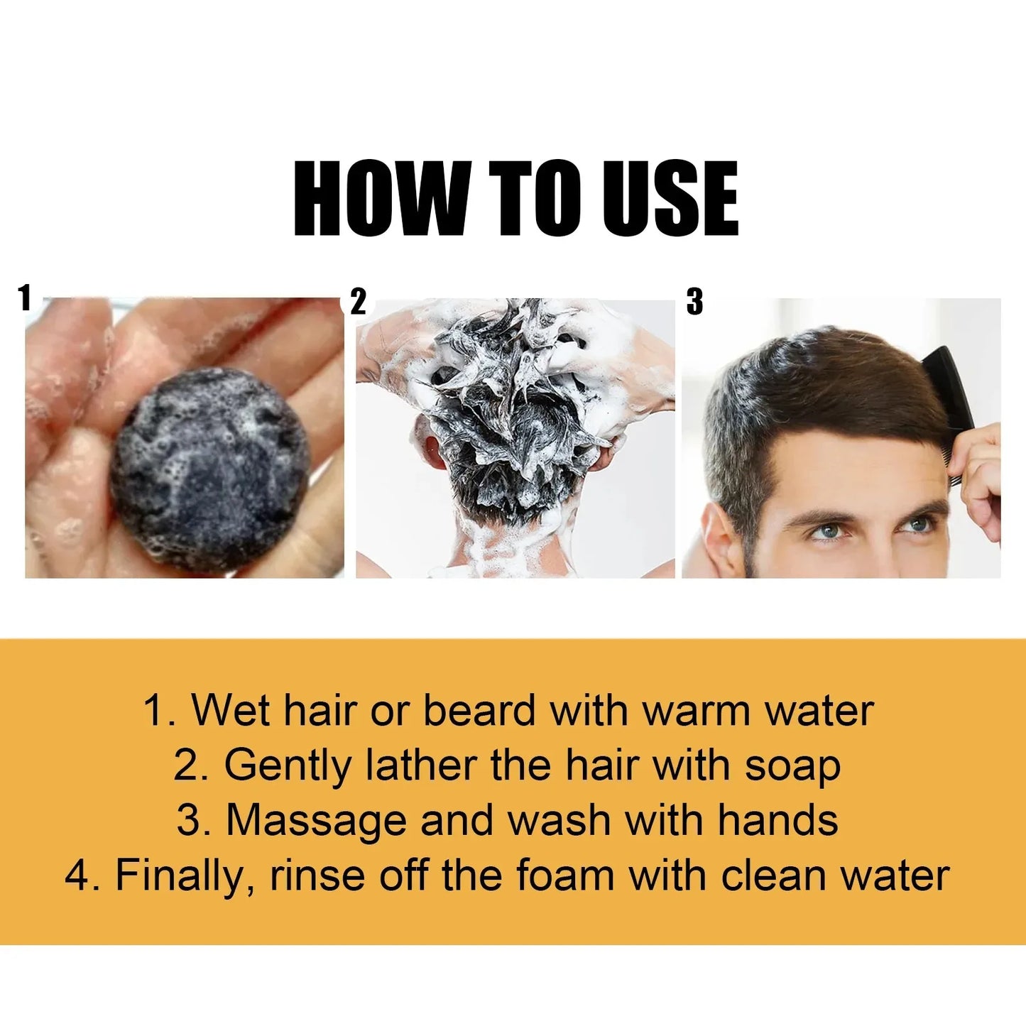 Polygonum Multiflorum Black Hair Soap Darkening Shampoo Bar Repair