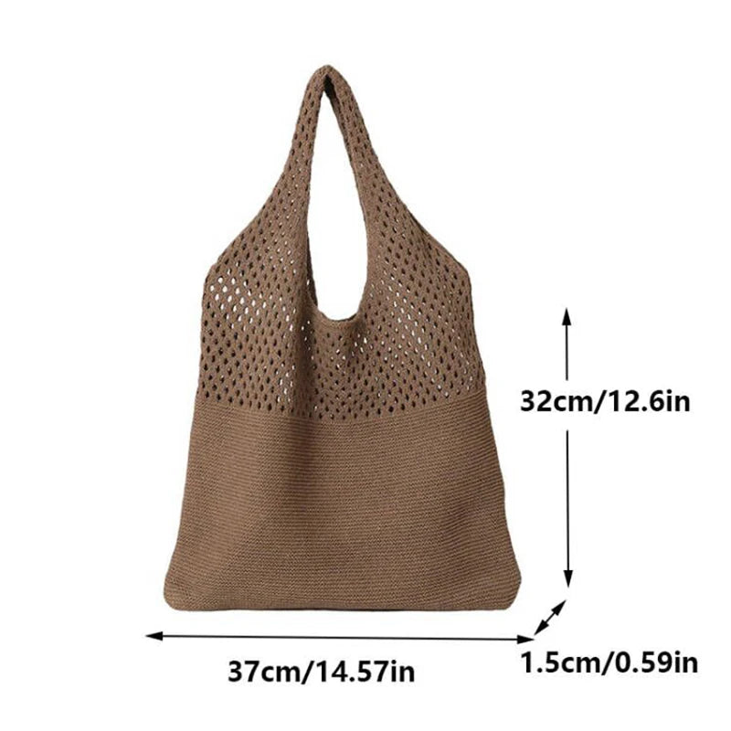 New Trend Women's Bag Crochet Handbag Retro Knitted Braid Solid Color