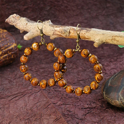 Set bohémien – Boucles d’oreilles en bois et perles naturelles | Verdalya