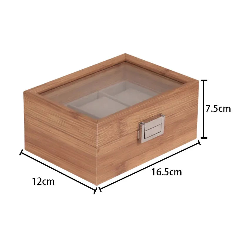 New Style  Bamboo Watch Box 3/6/10/12grids Transparent Lid Fashionable