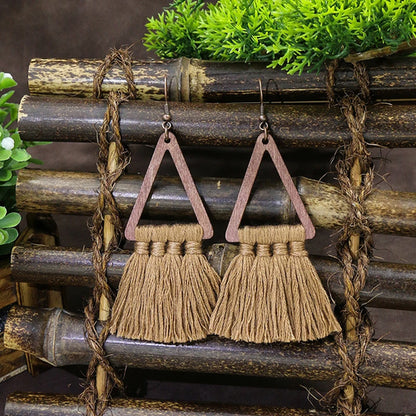 Set bohémien – Boucles d’oreilles en bois et perles naturelles | Verdalya