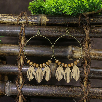 Set bohémien – Boucles d’oreilles en bois et perles naturelles | Verdalya